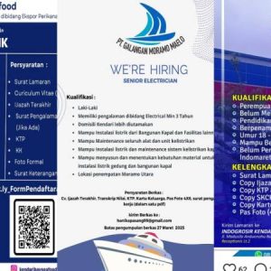 Buruan Daftar! Lowongan Mekanik, Senior Electrician dan Kasir di Kota Kendari
